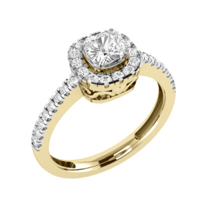 Lartdudiamant 0.4 Cts Diamant  & 0.8 Cts Topaze Blanche Bague IN 9KT JAUNE OR (H Color,P1 Clarity)